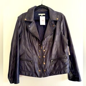 Cleo moto biker light weight navy fall jacket size XL